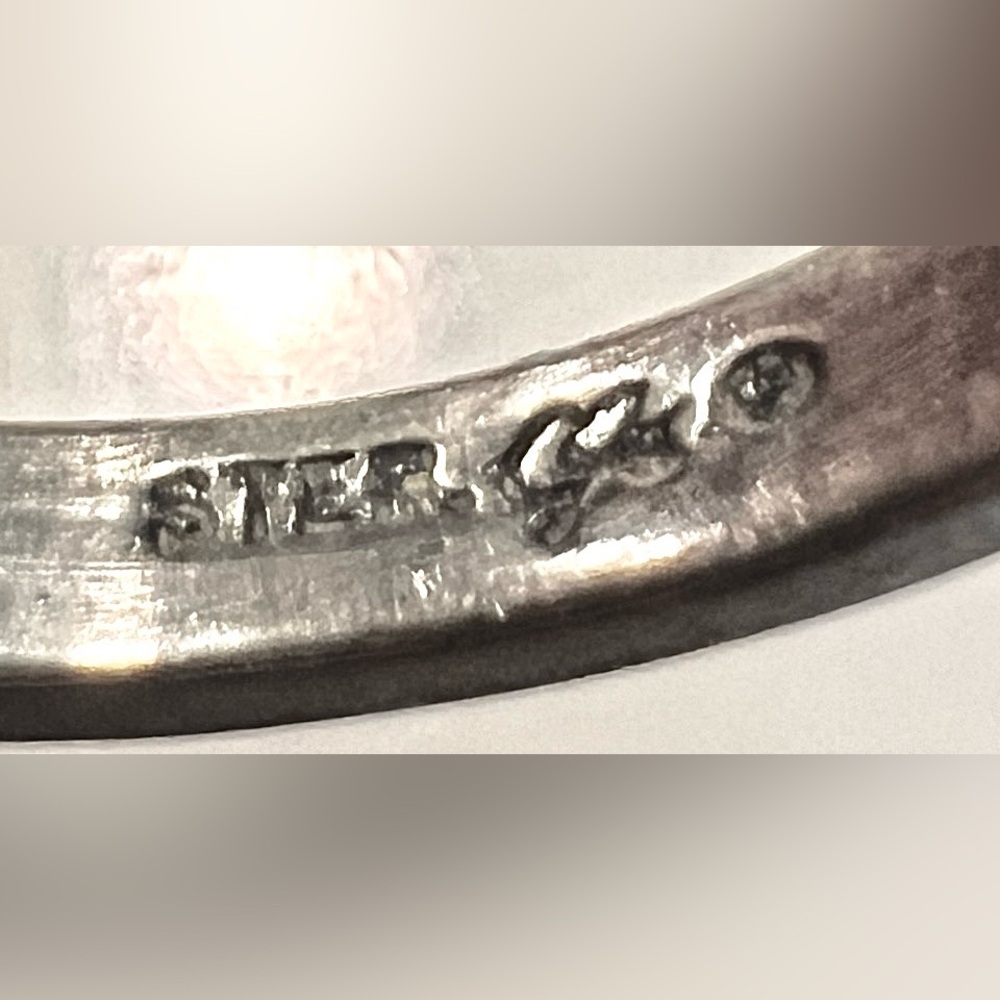 Stackable Vintage 925 Silver Ring- Small Round Pu… - image 7